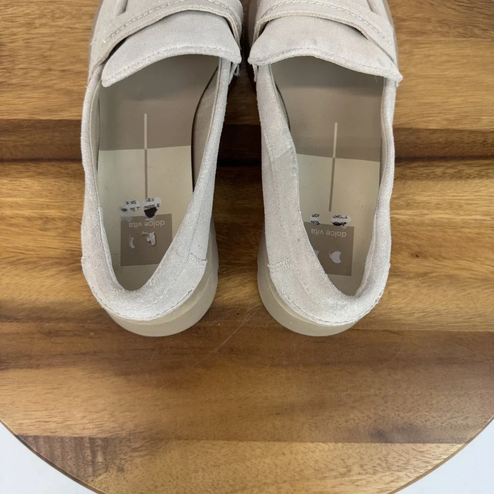 Womens Dolce Vita Evanka Beige Suede Comfort Casual Platform‎ Loagers Size 9 M